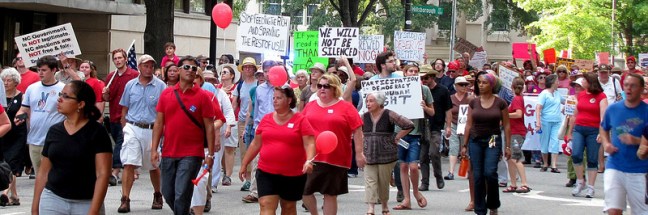 Moral Monday Protest (July 2013) is a form of moral disobedience as many protesters were jailed for protesting against social injustice. I wrote about this here. Photo by twbuckner via Flickr.
