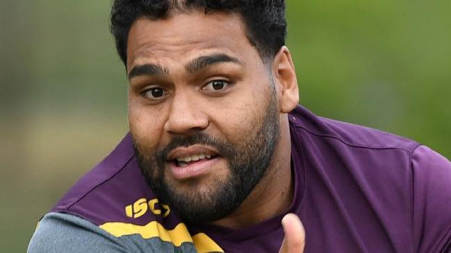 Close up of Sam Thaiday's face on the field. He is a Torres Strait Islander man with short curly black hair and a black beard