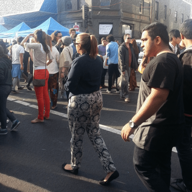 People walking at a festival